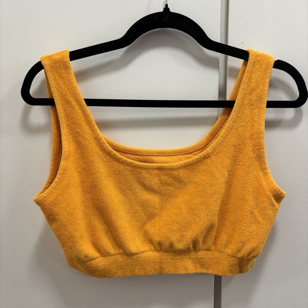 Good American Women’s Sz 4XL/5XL 7/8 Orange Yellow Terry Cloth Scoop Bralette